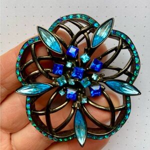 Givenchy Blue and Black Floral Brooch